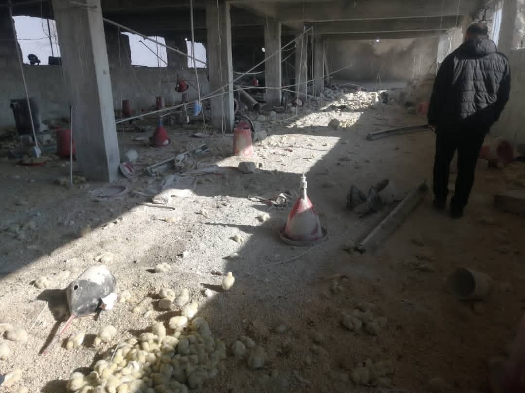 قصف جوي روسي على مدجنة في حلب في سوريا في 26-12-2021