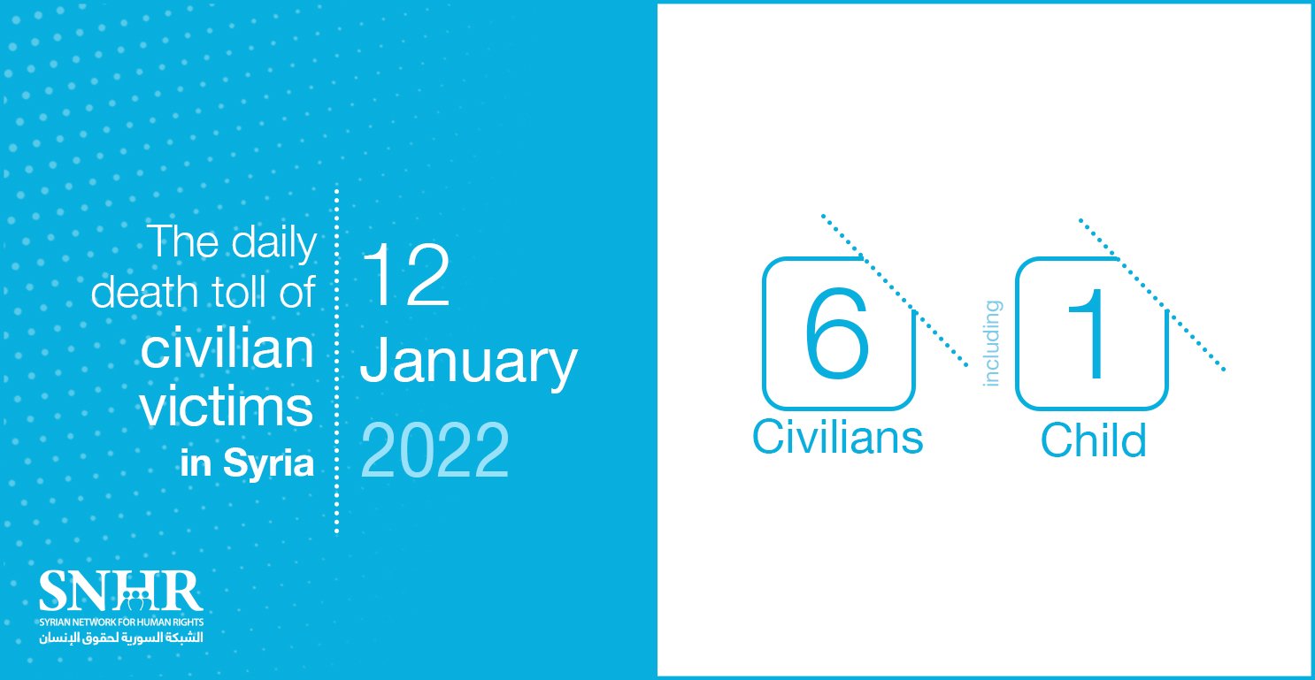 civilians victims toll in Syria, January 12, 2022