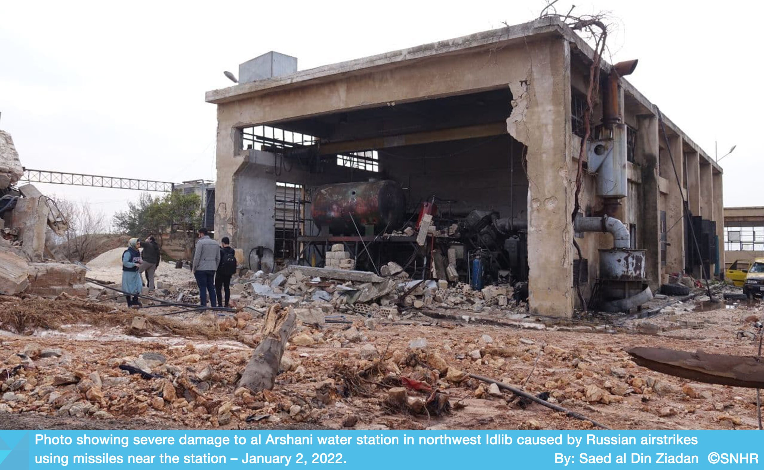 قصف جوي روسي على محطة مياه في إدلب في سوريا 2-1-2022